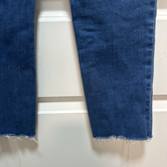 Frank & Eileen Wicklow Performance Cropped Blue Denim Jeans Raw Hem Size 0 - Picture 15 of 16